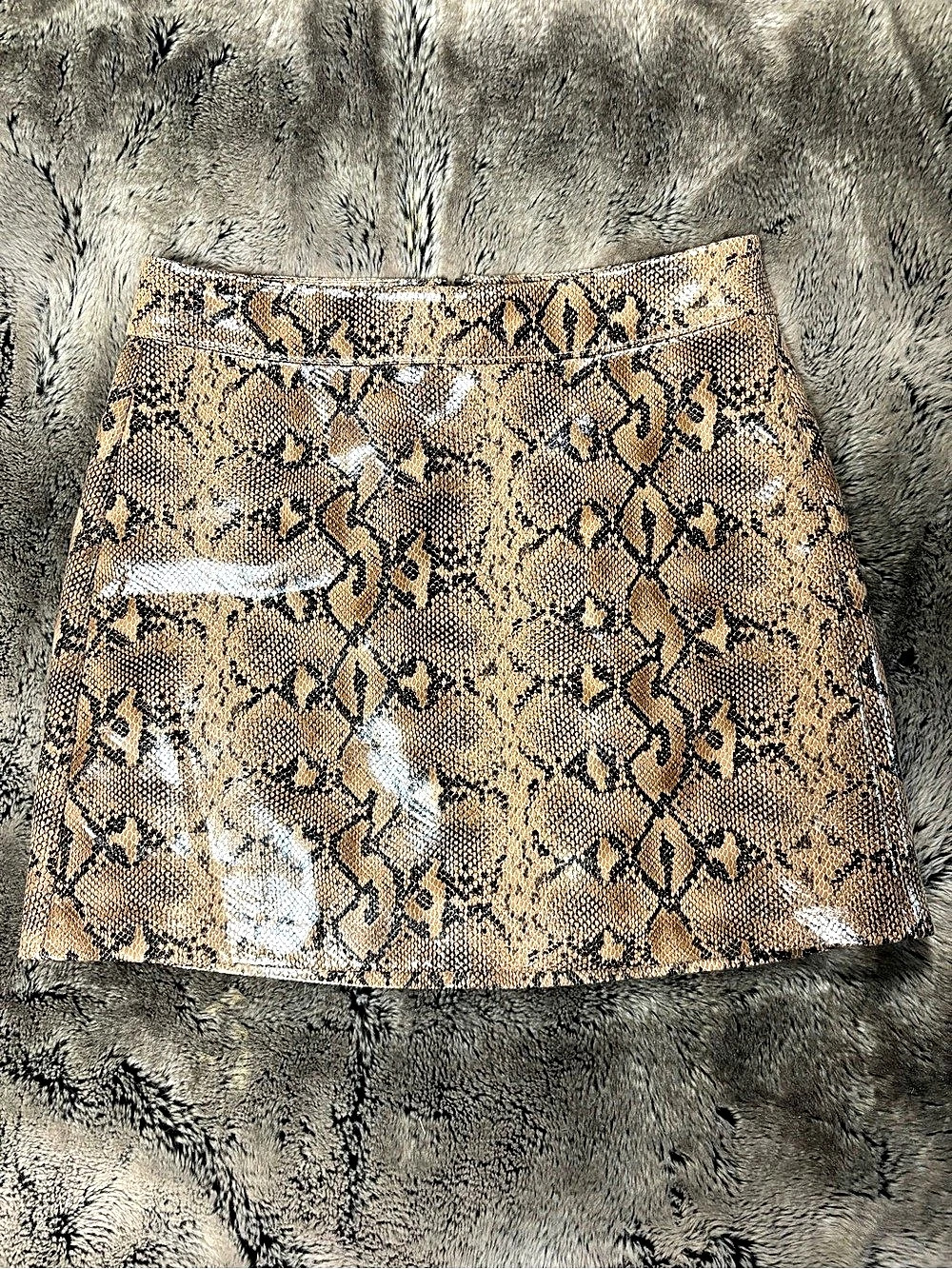 BLANKNYC Snakeskin Print Break Away Faux Leather Mini Skirt Waist 27
